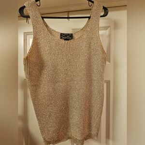 Suzelle Womans sleeveless sparkling gold top in size L